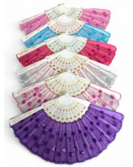 12 MULTICOLORED SEQUINED FANS