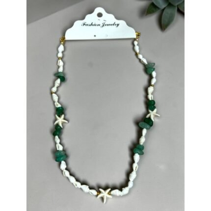 JADE STONE AND NATURAL SEA SHELL NECKLACE