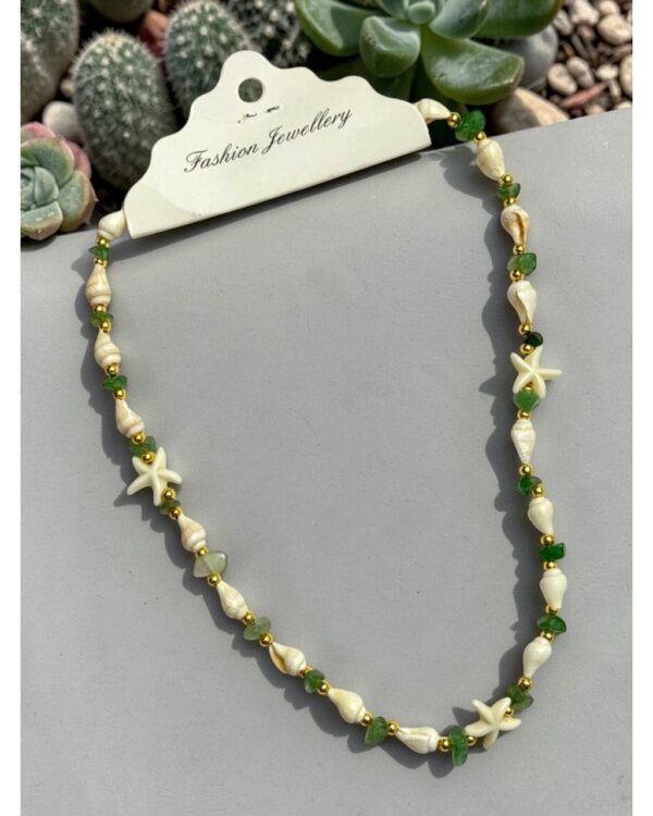 JADE NATURAL STONE SEA SHELL STAR NECKLACE