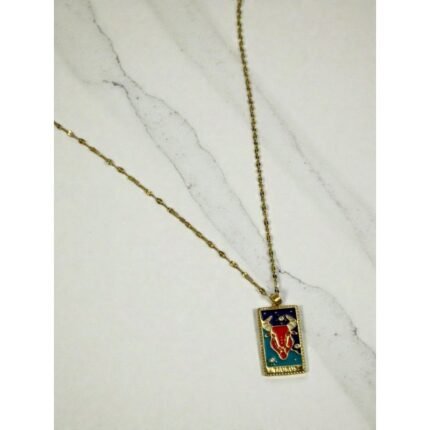 GOLD-COLORED TAURUS ZODIAC TAROT STEEL NECKLACE