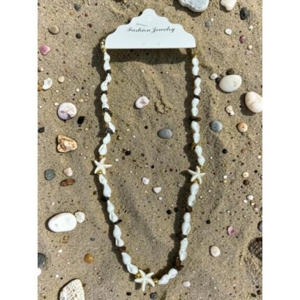 STAR-PATTERNED TIGER'S EYE SEA SHELL NECKLACE