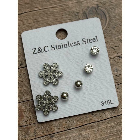 SNOWFLAKE-STYLE STEEL PAIR OF EARRINGS