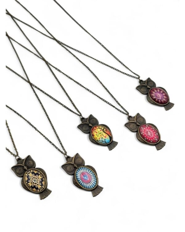 OWL-SHAPED COPPER-COLORED ANTIQUE NECKLACE