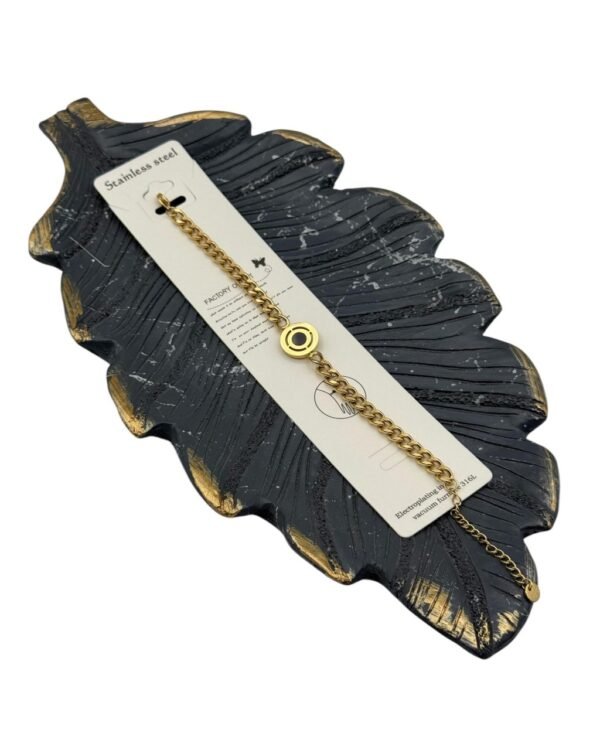 Gourmet Chain Bracelet in the Ortasi Style, Gold-Colored Steel