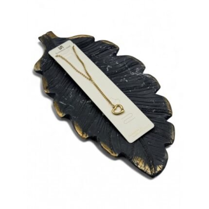 GOLD-COLORED STEEL NECKLACE WITH A HOLLOW HEART DESIGN