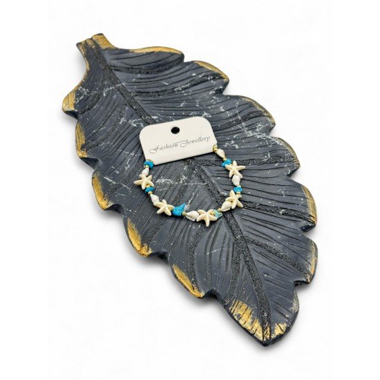 TURQUOISE STONE MULTI-STARRED SEA SHELL BRACELET