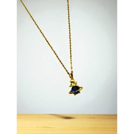GOLD-COLORED STEEL NECKLACE WITH A PLANET MODEL FEATURING DETAILS OF THE LITTLE PRINCE AND THE FOX