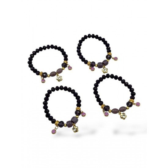 Reflective Purple Crystal Bead Charm Fishline Bracelet