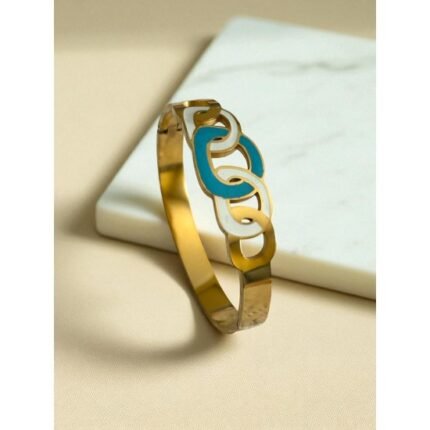 GOLD COLORFUL KNOT-STYLE STEEL CLASP BRACELET