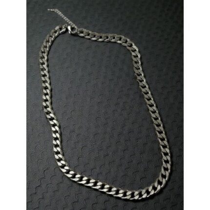 SILVER-COLORED LARGE LINKED CHAIN MEN'S STEEL NECKLACE