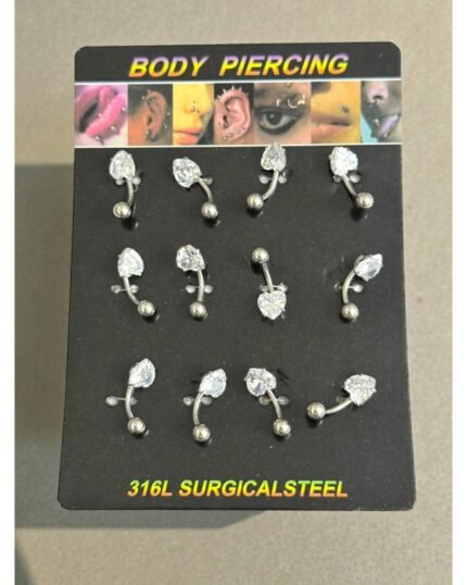 12-LI HEART-SHAPED SURGICAL STEEL NAVEL PIERCING