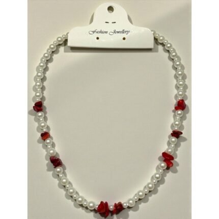 NATURAL STONE CORAL STONE STEEL WIRE PEARL NECKLACE