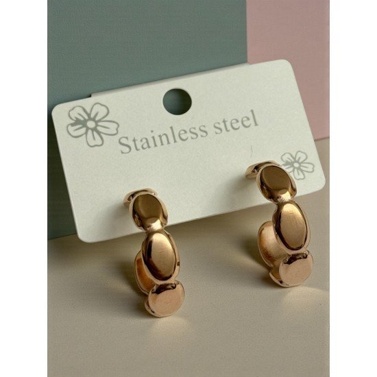 ROSE GOLD TWISTED-STYLE STAINLESS STEEL EARRINGS