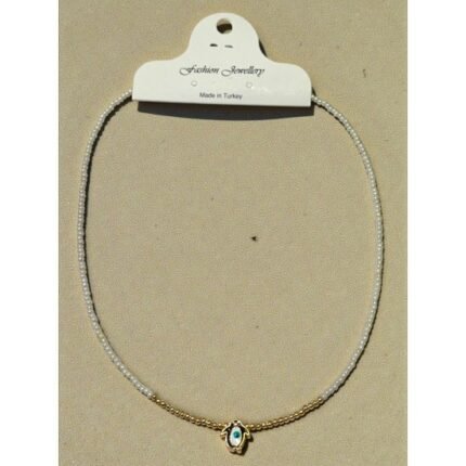 WHITE, MEDIUM-SIZED PENGUIN-STYLE STEEL-WIRE SAND NECKLACE