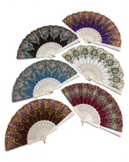 12 PATTERNED FLOWER-DESIGN FANS