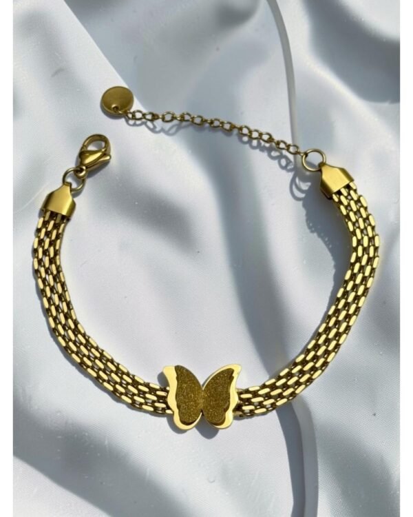 BUTTERFLY-STYLE CORD AND CHAIN STEEL BRACELET