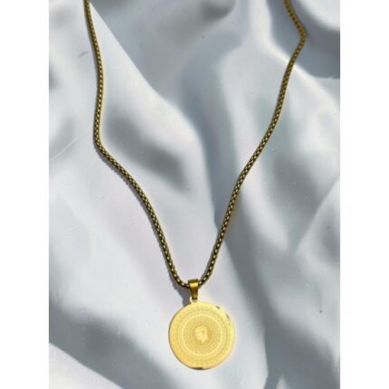 GOLD-COLORED QUARTER-STYLE SQUARE-LINK STEEL NECKLACE