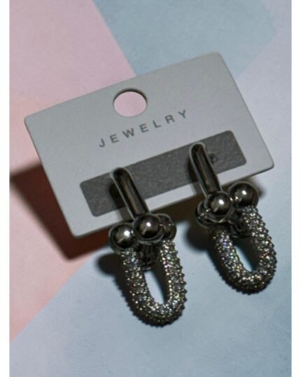 SILVER-COLORED TIFFANY EARRINGS WITH ZIRCONIA STONES