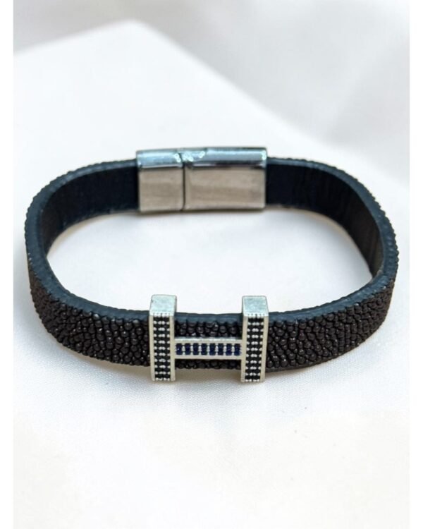 VATOS LEATHER BROWN BRACELET WITH ZIRCONIA STONES